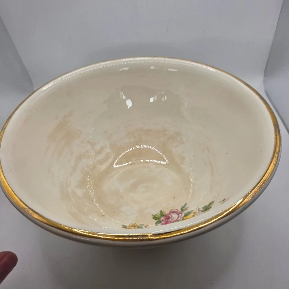 Vintage Bakerite Fruit Basket Serving Bowls Lot of 2 22K Gold Rim USA 1940s